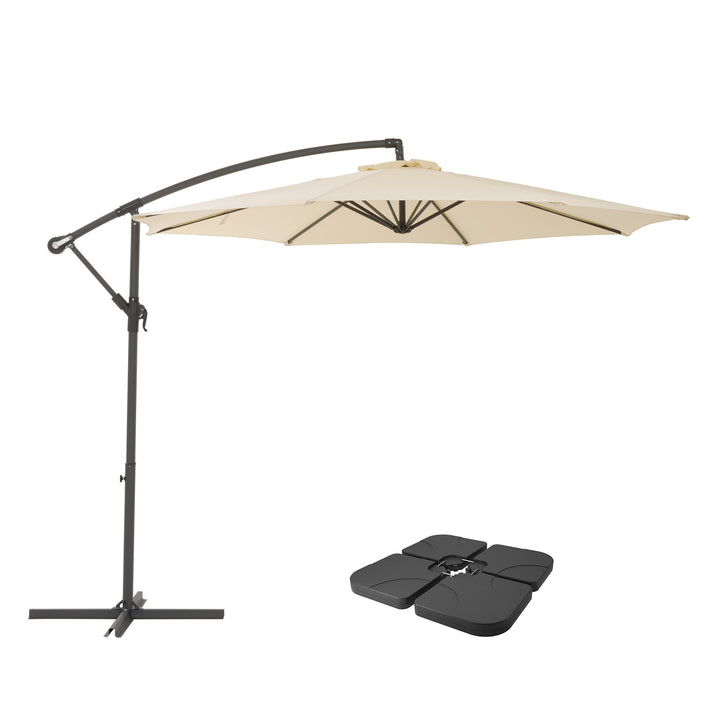 CorLiving 9.5ft UV Resistant Offset Patio Umbrella and Patio Base Weights Image 3