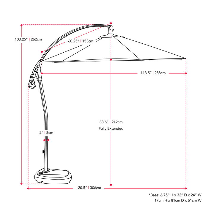 CorLiving 9.5 Ft Cantilever Patio Umbrella Image 4