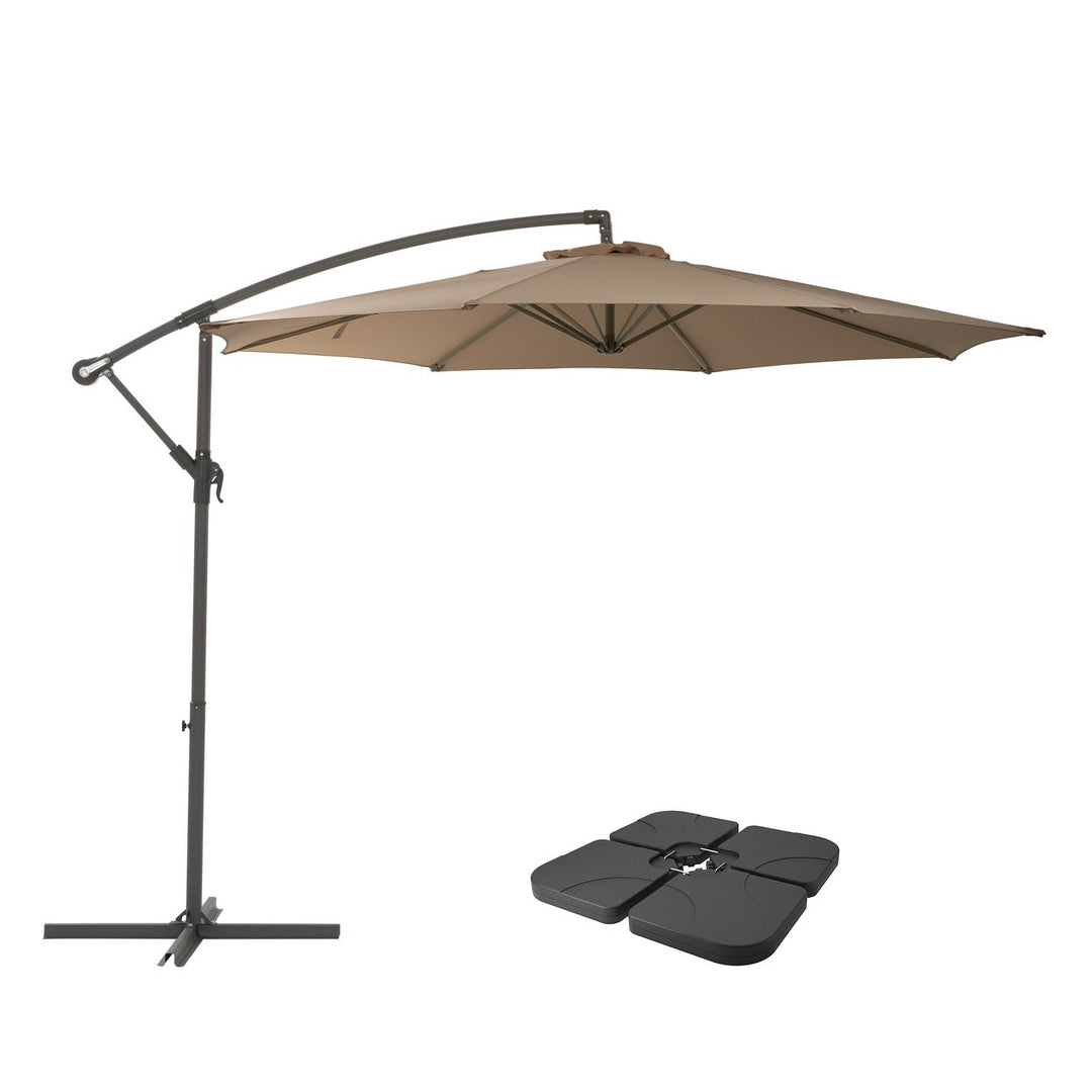 CorLiving 9.5ft UV Resistant Offset Patio Umbrella and Patio Base Weights Image 5