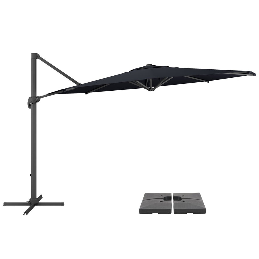 CorLiving 11.5ft UV Resistant Deluxe Offset Patio Umbrella and Base Image 1