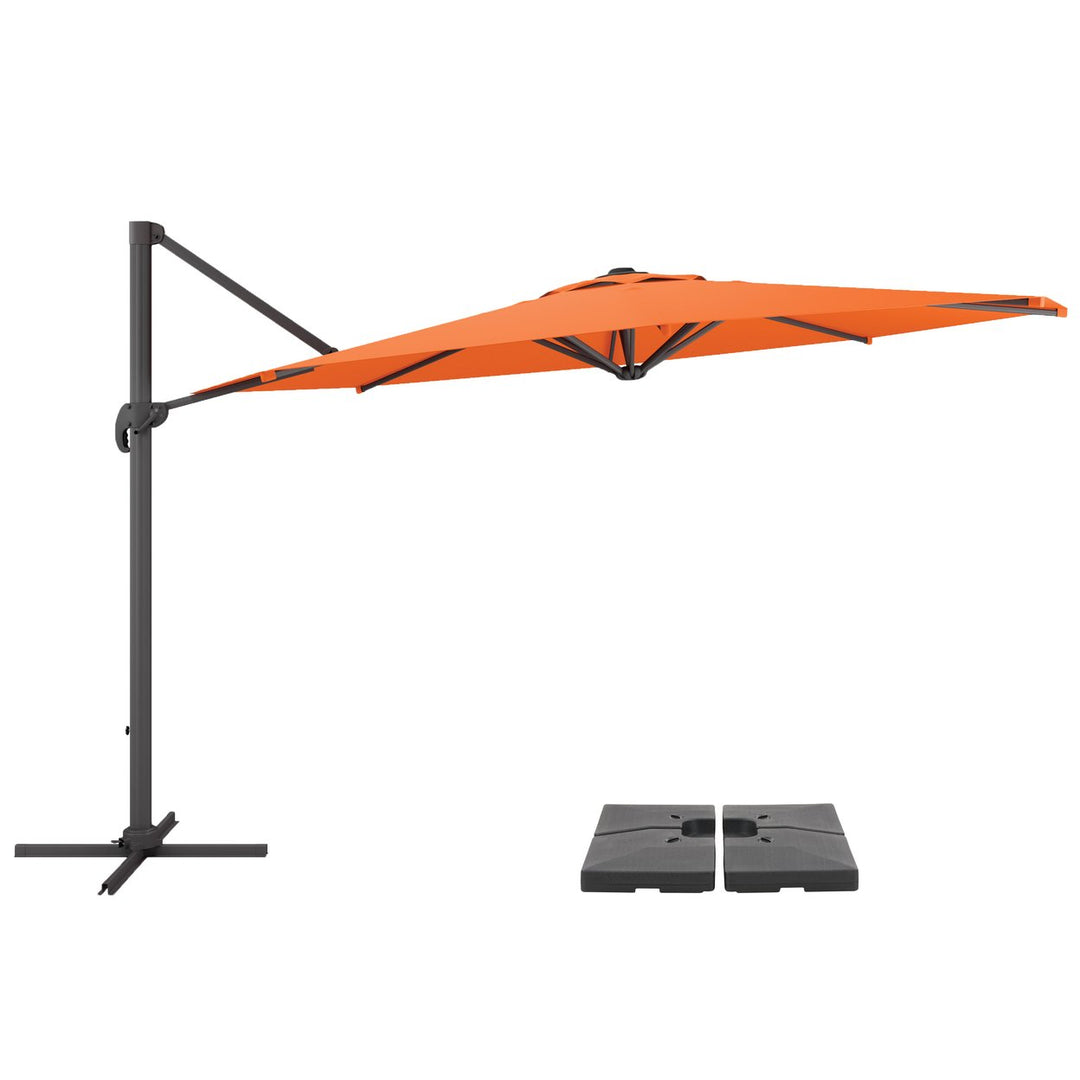 CorLiving 11.5ft UV Resistant Deluxe Offset Patio Umbrella and Base Image 1