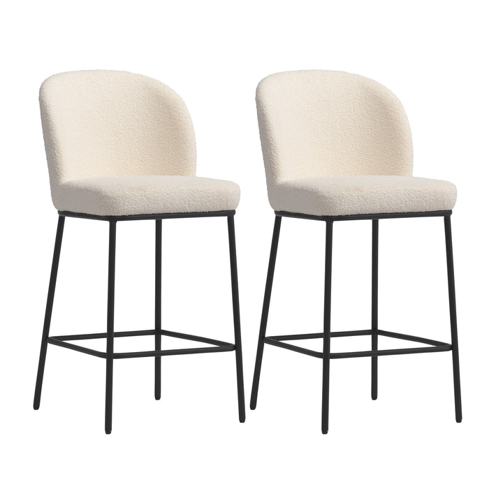 CorLiving Luxury Boucle Bar Stools, Set of 2 Image 2