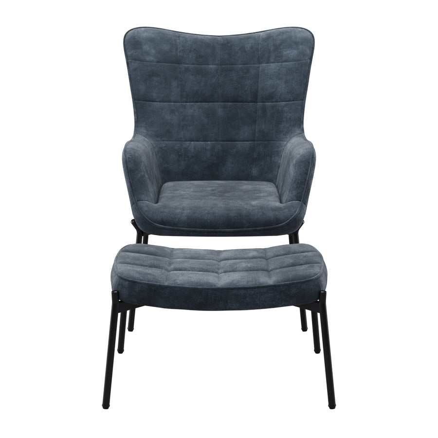 CorLiving Velvet Accent Chair with Stool Image 1