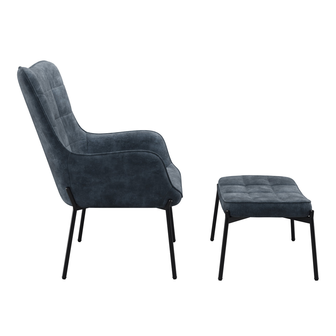 CorLiving Velvet Accent Chair with Stool Image 3