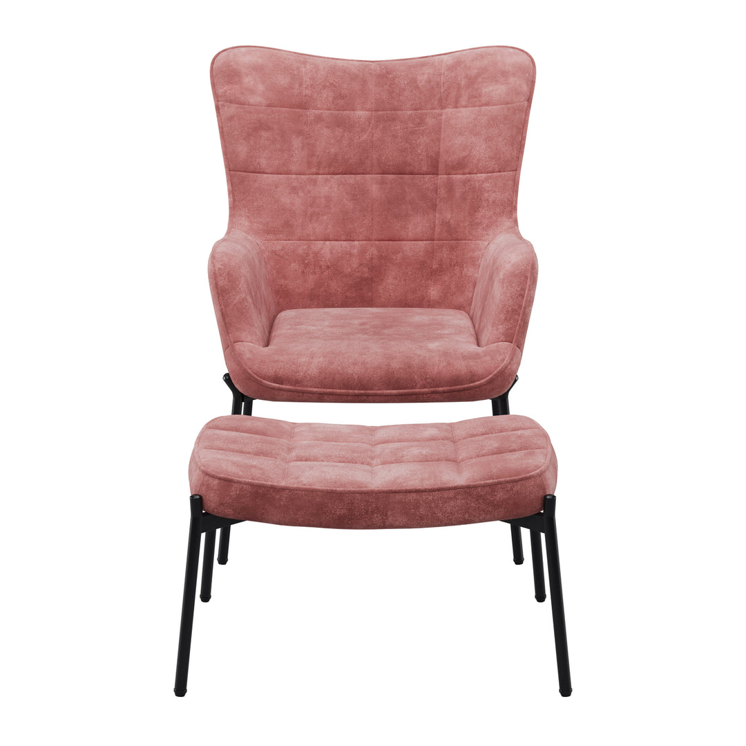 CorLiving Velvet Accent Chair with Stool Image 6