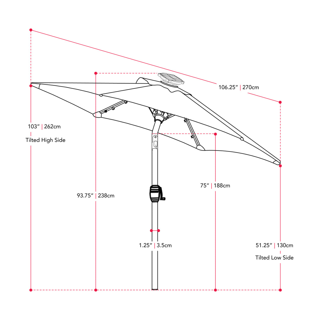 CorLiving 9ft Patio Umbrella with Lights, Tilting Image 5