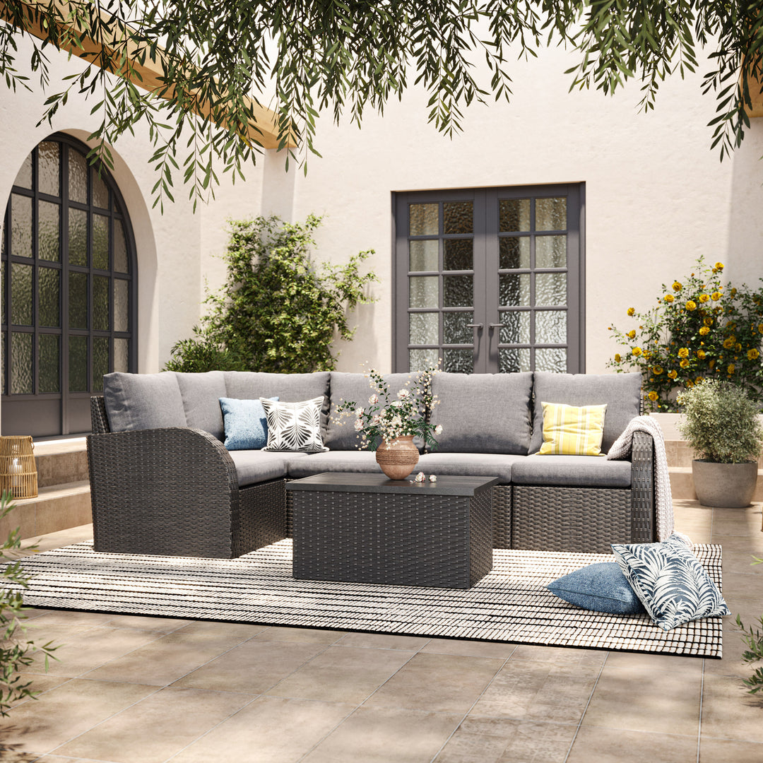 CorLiving Brisbane Outdoor Sectional Chair, Right Arm Image 5