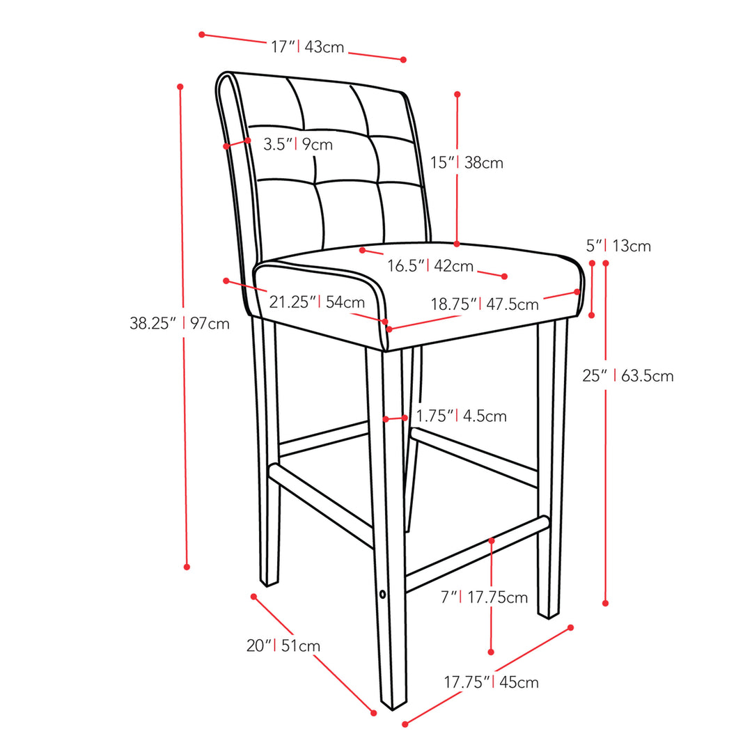 CorLiving Antonio Fabric Tufted Counter Height Barstool, Brown Image 4