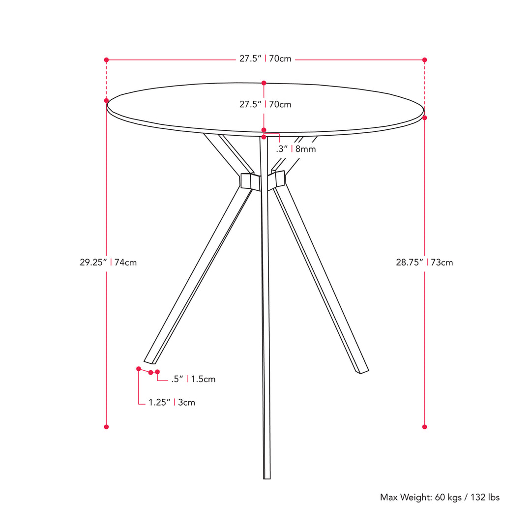 CorLiving Lennox Glass Top Trestle Bistro Table Image 5