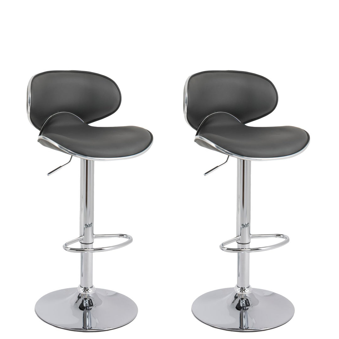 CorLiving Adjustable Low Back Curved Barstool, Dark Grey, Set of 2 Image 1