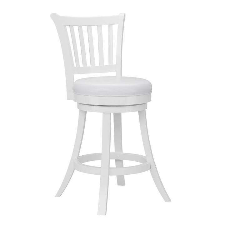 CorLiving Woodgrove White Faux Leather Swivel Barstool, Set of 2 Image 2