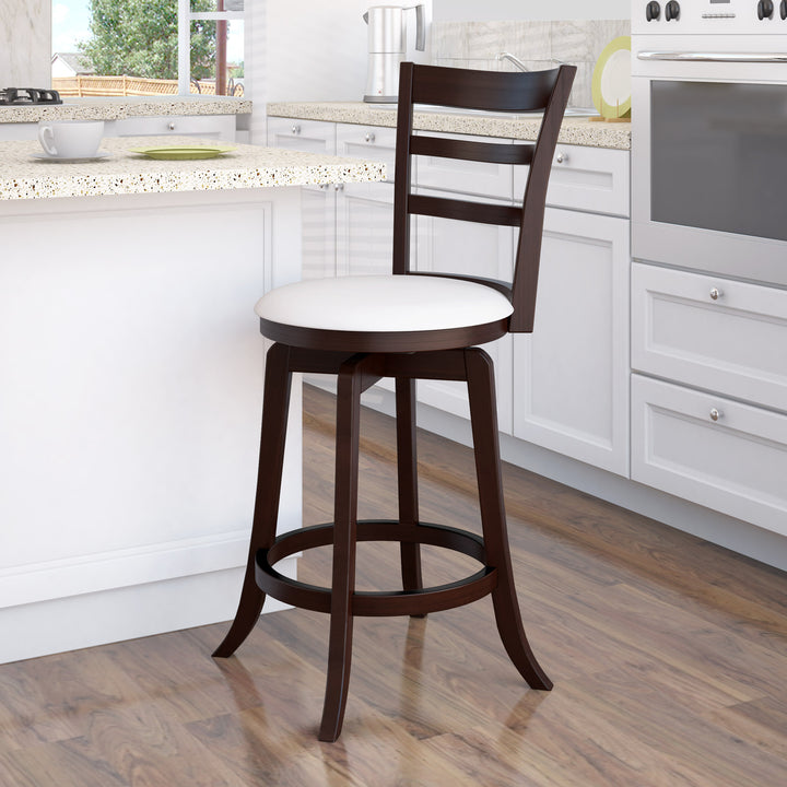 CorLiving Woodgrove Counter Height Wood Bar Stool with 3-Slat Backrest Image 6