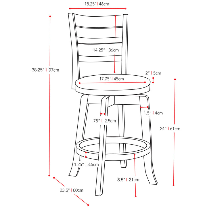 CorLiving Woodgrove Counter Height Wood Bar Stool with 3-Slat Backrest Image 7