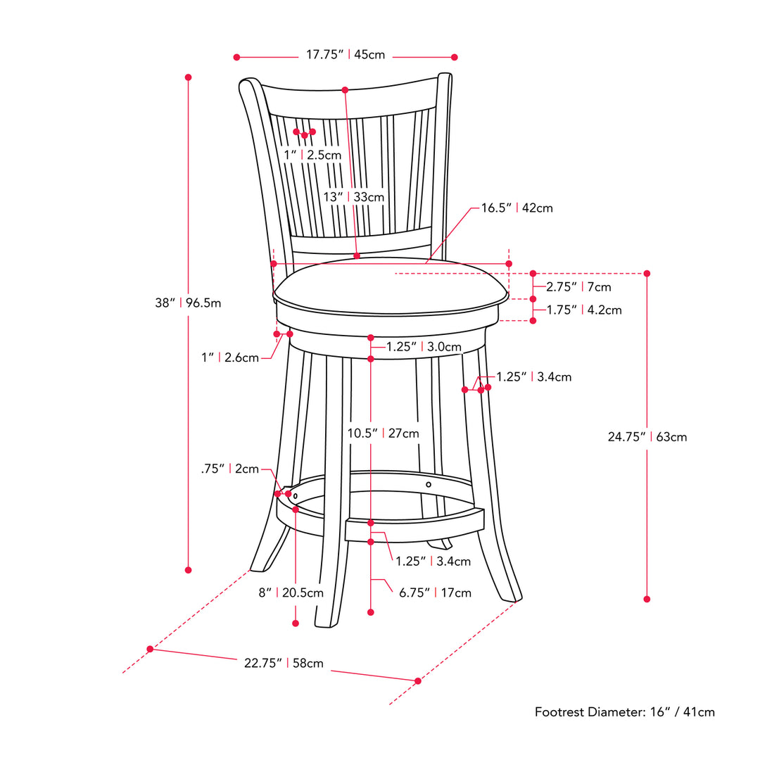 CorLiving Woodgrove White Faux Leather Swivel Barstool, Set of 2 Image 6