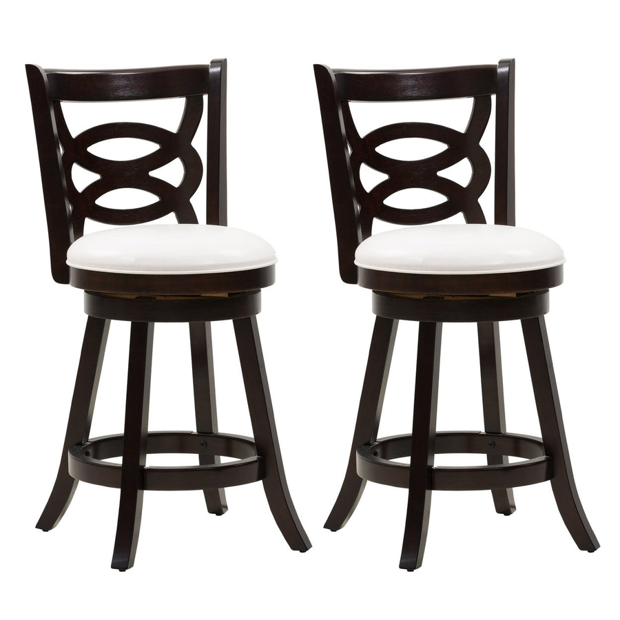 CorLiving Woodgrove Counter Height Wood Bar Stool with Circle Detail, Set of 2 Image 1