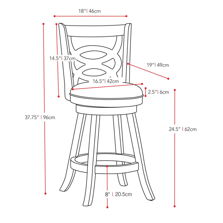 CorLiving Woodgrove Counter Height Wood Bar Stool with Circle Detail, Set of 2 Image 7