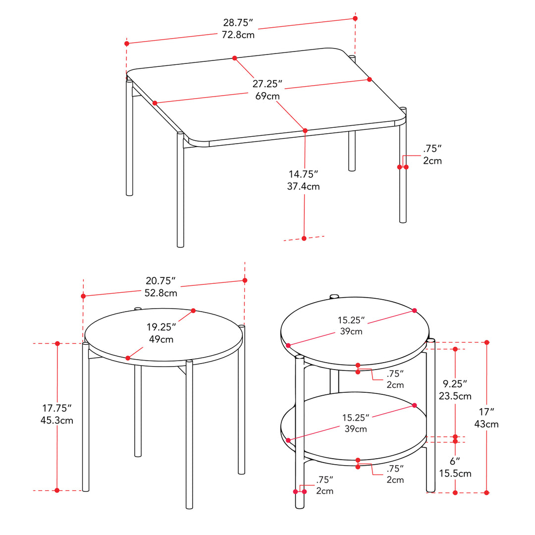 CorLiving 3 Piece Coffee Table Set Image 10