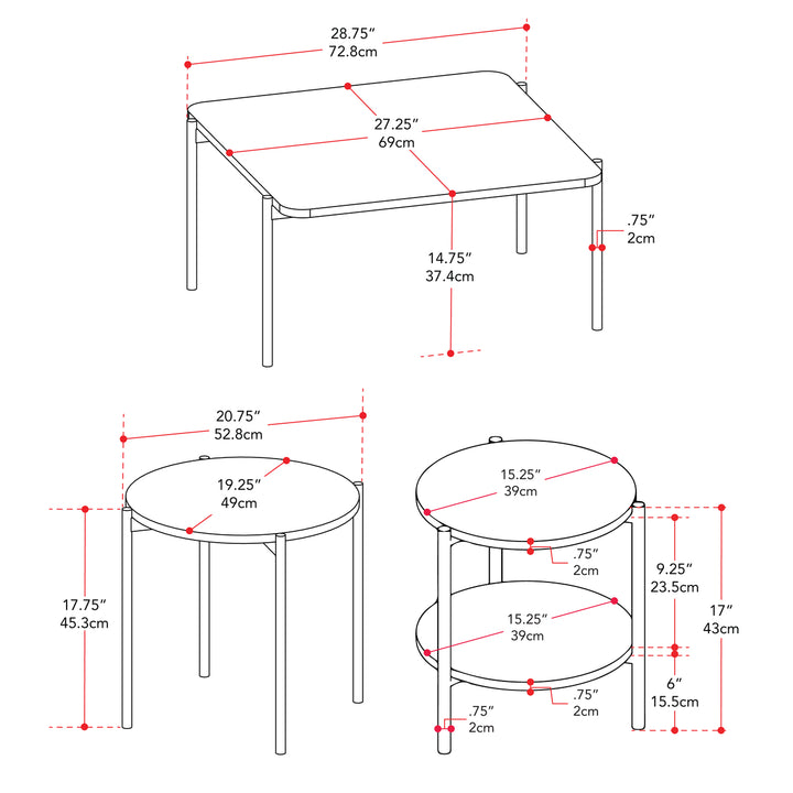 CorLiving 3 Piece Coffee Table Set Image 10