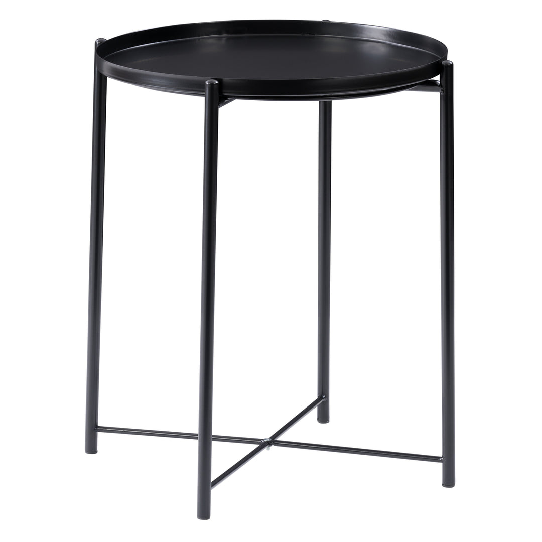 CorLiving Ayla Black Metal End Table With Removable Tray Image 4