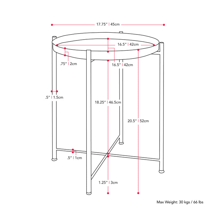 CorLiving Ayla Black Metal End Table With Removable Tray Image 5