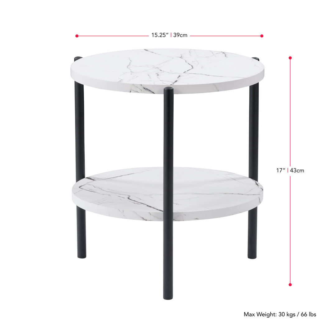 CorLiving Ayla Marbled Effect Two Tiered End Table Image 6