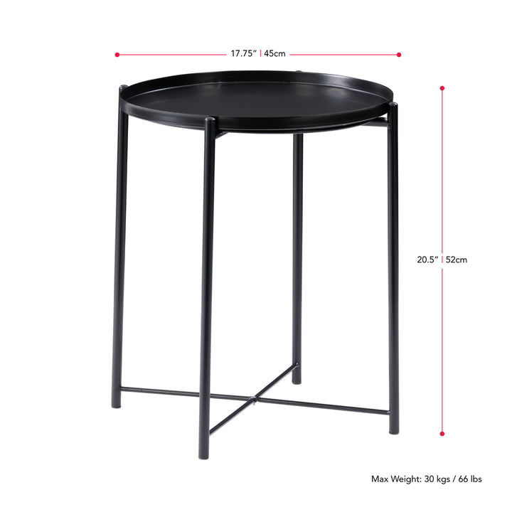 CorLiving Ayla Black Metal End Table With Removable Tray Image 6