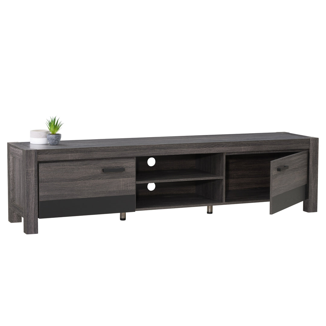 CorLiving Joliet Duotone TV Bench, in Carbon Grey for TVs up to 95" Image 2