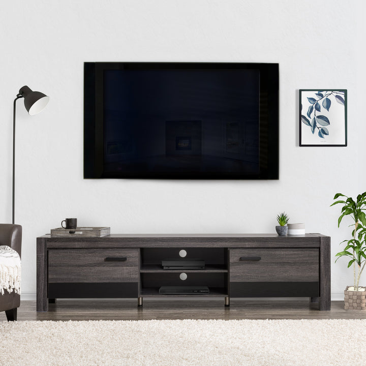 CorLiving Joliet Duotone TV Bench, in Carbon Grey for TVs up to 95" Image 6