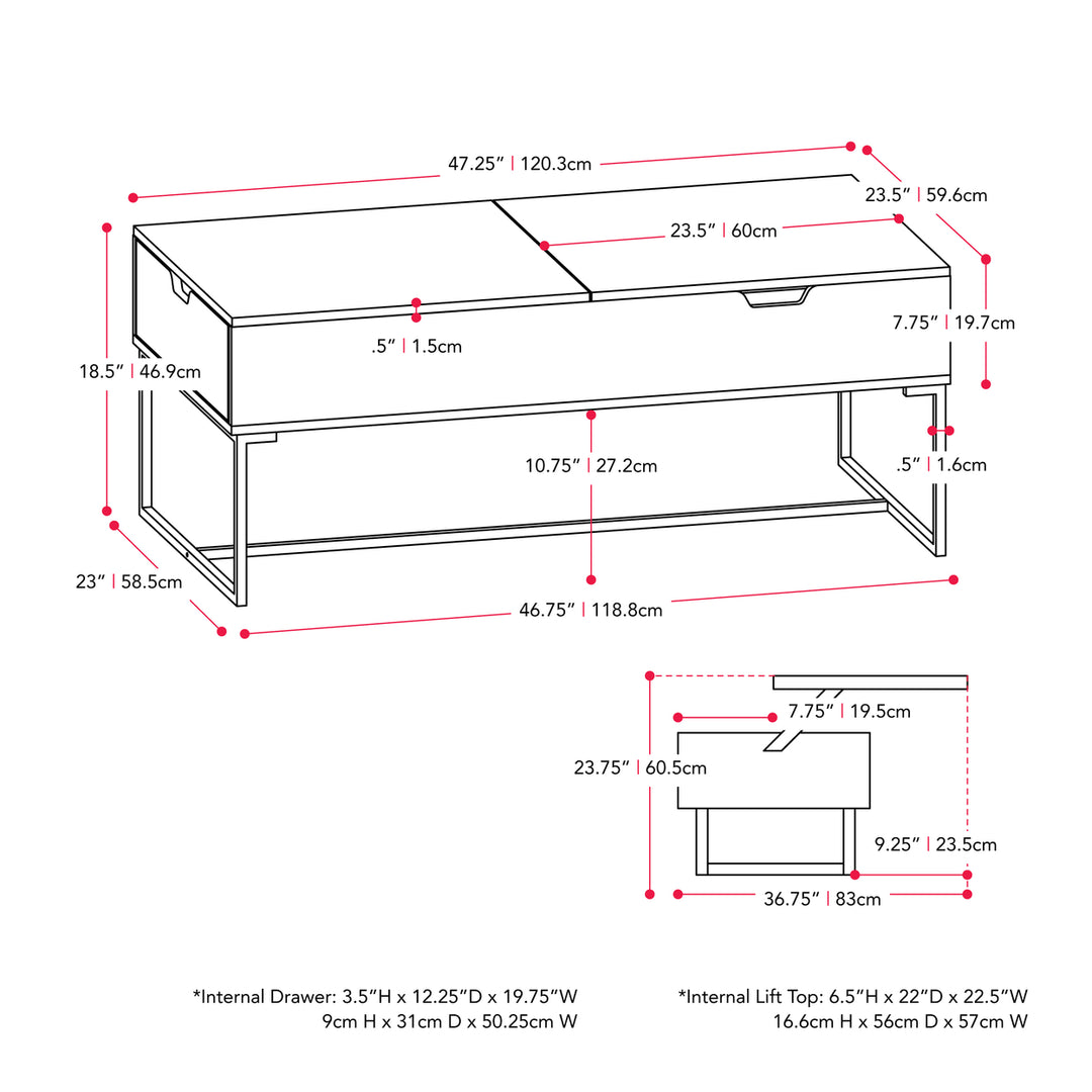 CorLiving White Lift Top Coffee Table Image 8