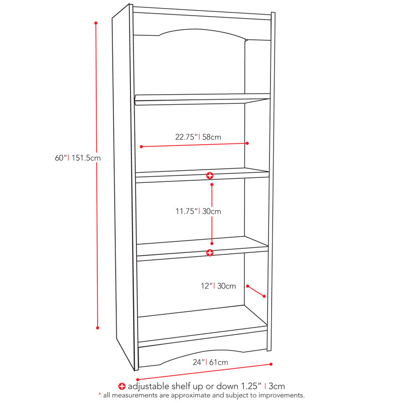 CorLiving Hawthorne 60" Tall Bookcase, in Black Image 3