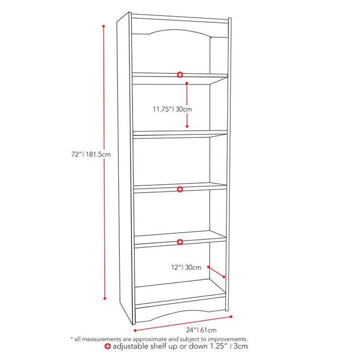 CorLiving Hawthorne 72" Tall Bookcase, in Black Image 3