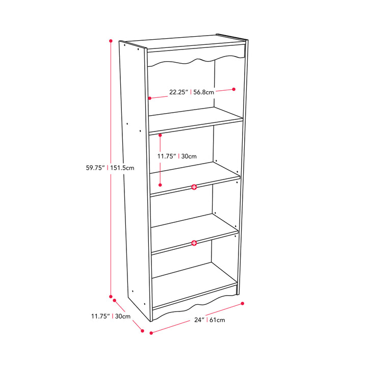 CorLiving Hawthorne 60" Tall Bookcase, in White Image 6