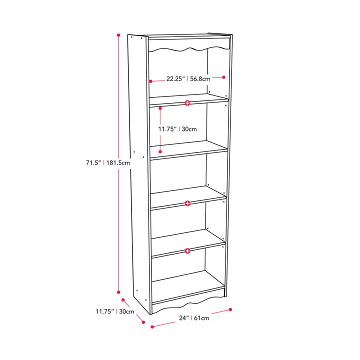 CorLiving Hawthorne 72" Tall Bookcase, in White Image 6