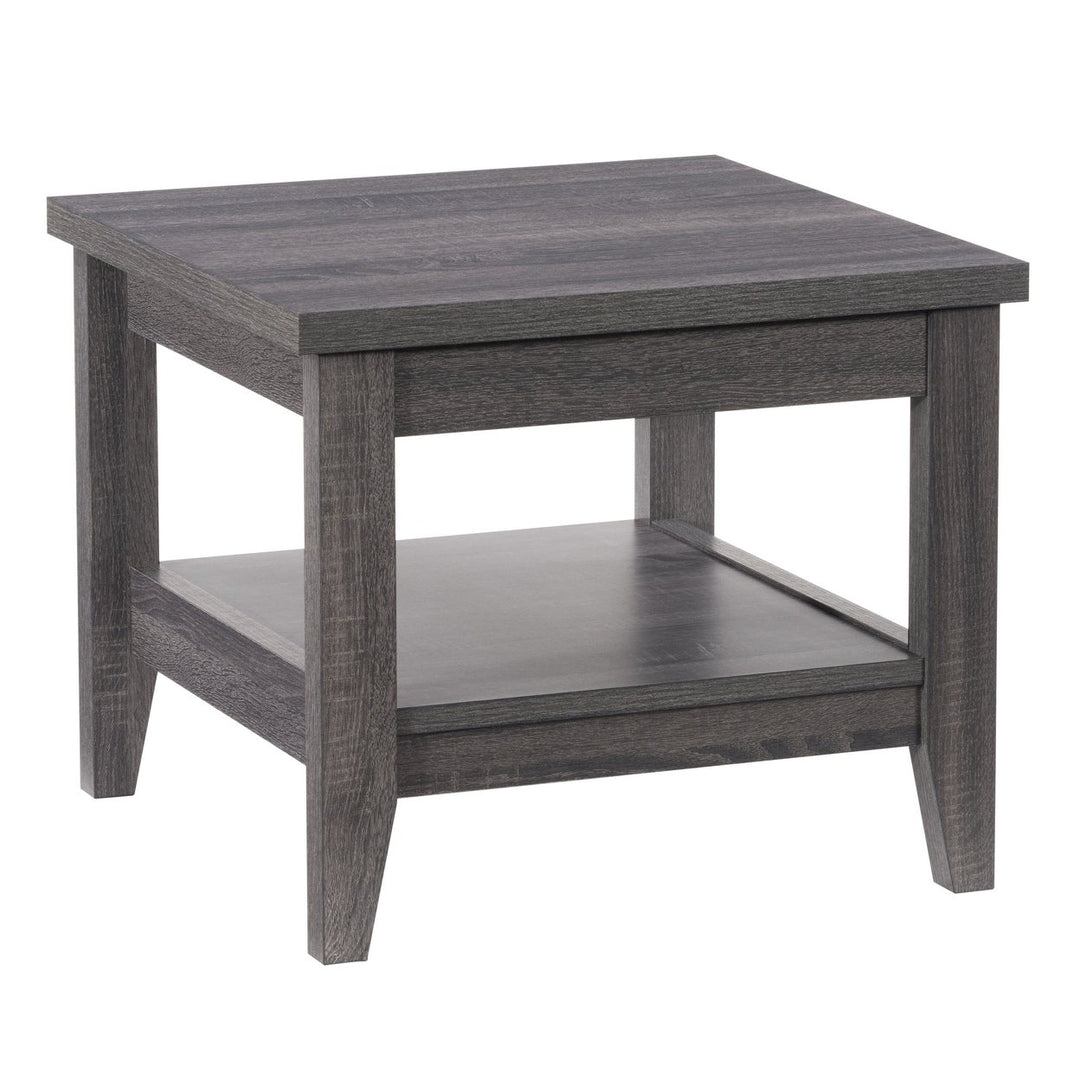 CorLiving Hollywood Dark Grey Side Table with Shelf Image 2