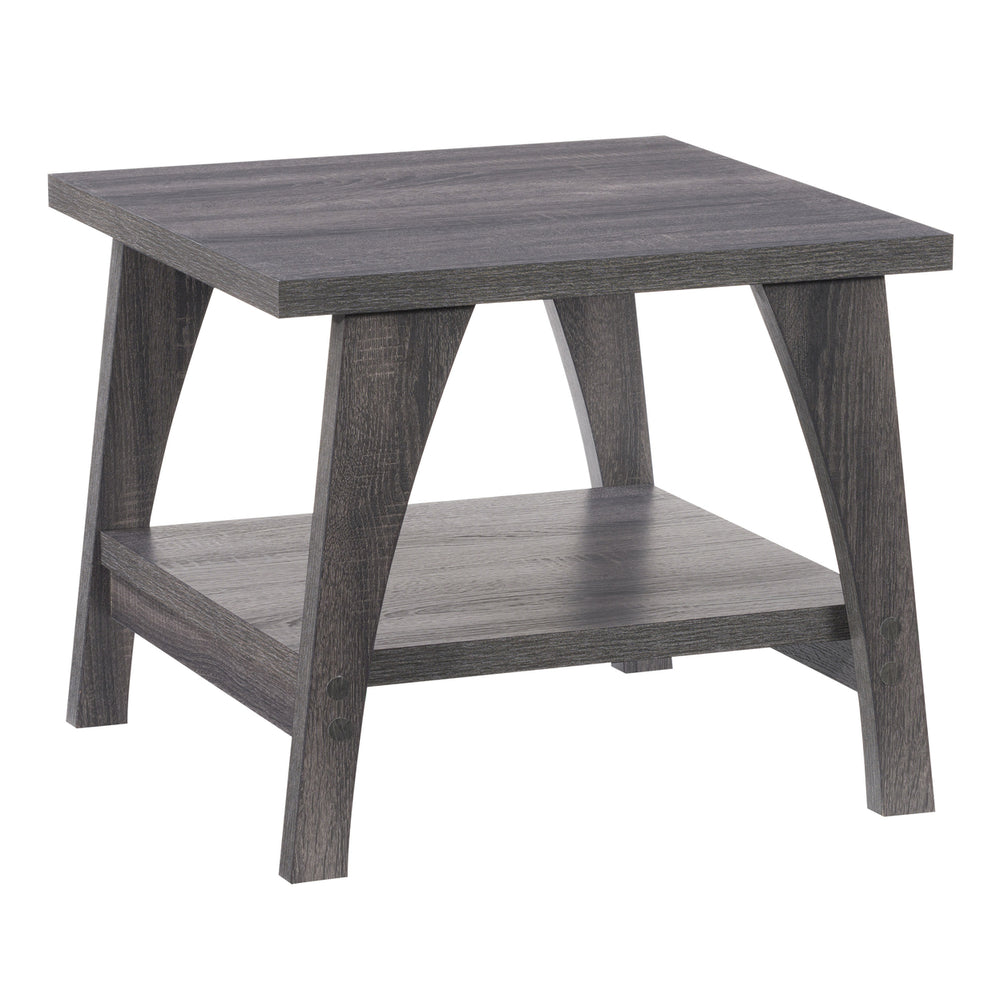 CorLiving Hollywood Dark Grey Side Table with Lower Shelf Image 2