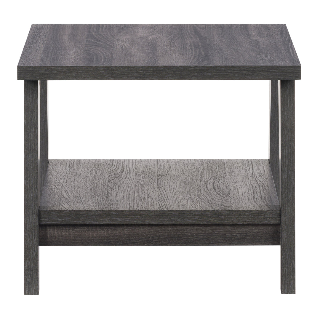 CorLiving Hollywood Dark Grey Side Table with Lower Shelf Image 3