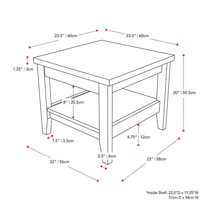 CorLiving Hollywood Dark Grey Side Table with Shelf Image 6