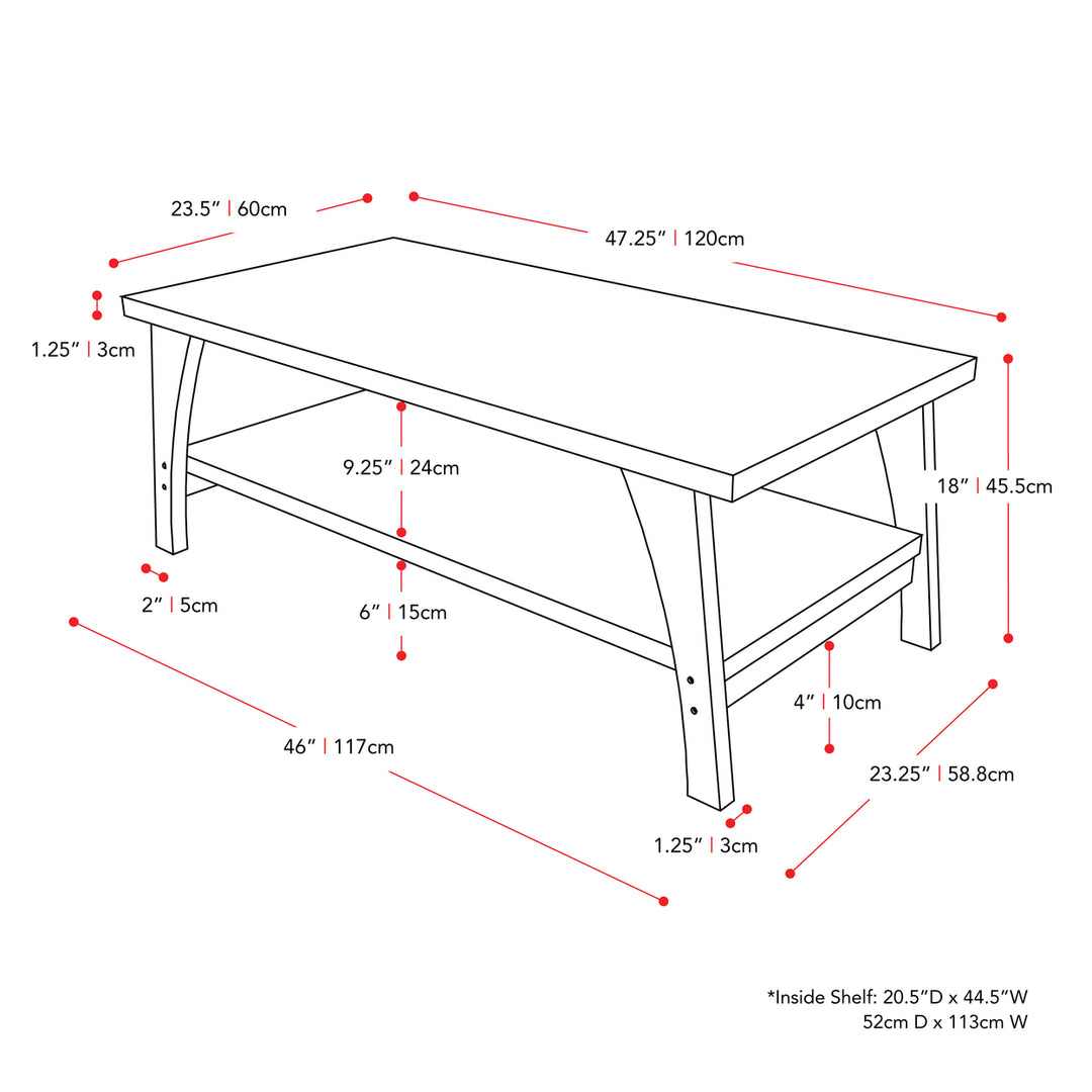 CorLiving Hollywood Dark Grey Coffee Table with Shelf Image 6