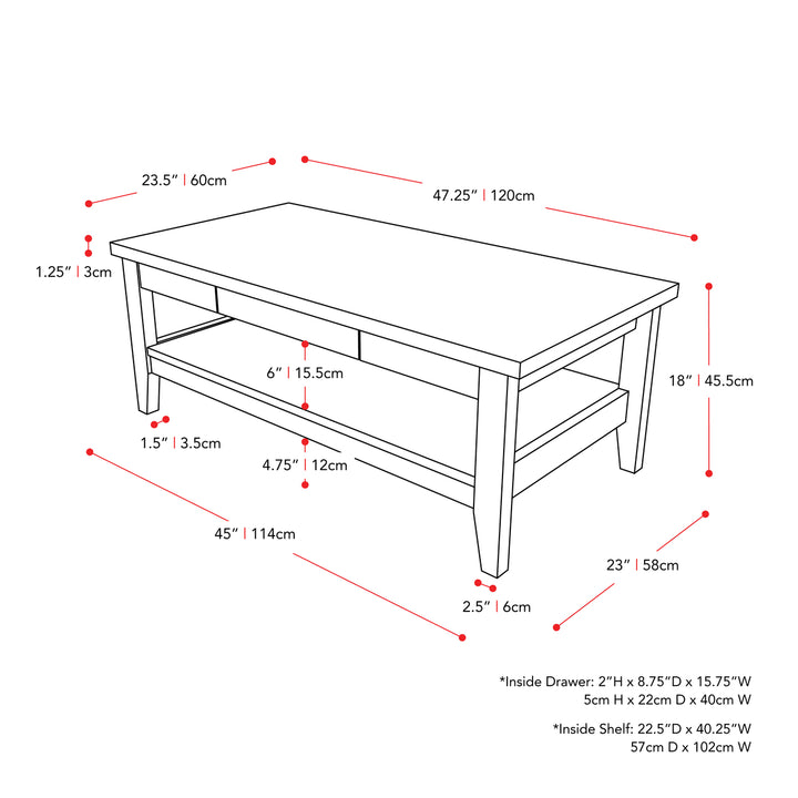 CorLiving Hollywood Dark Grey Coffee Table with Drawers Image 7