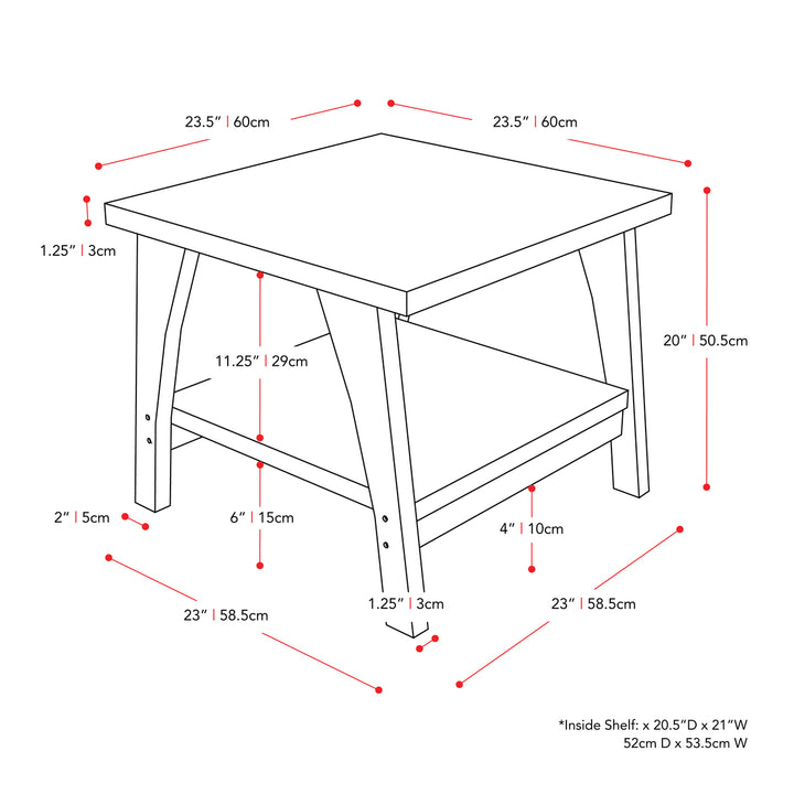 CorLiving Hollywood Dark Grey Side Table with Lower Shelf Image 6