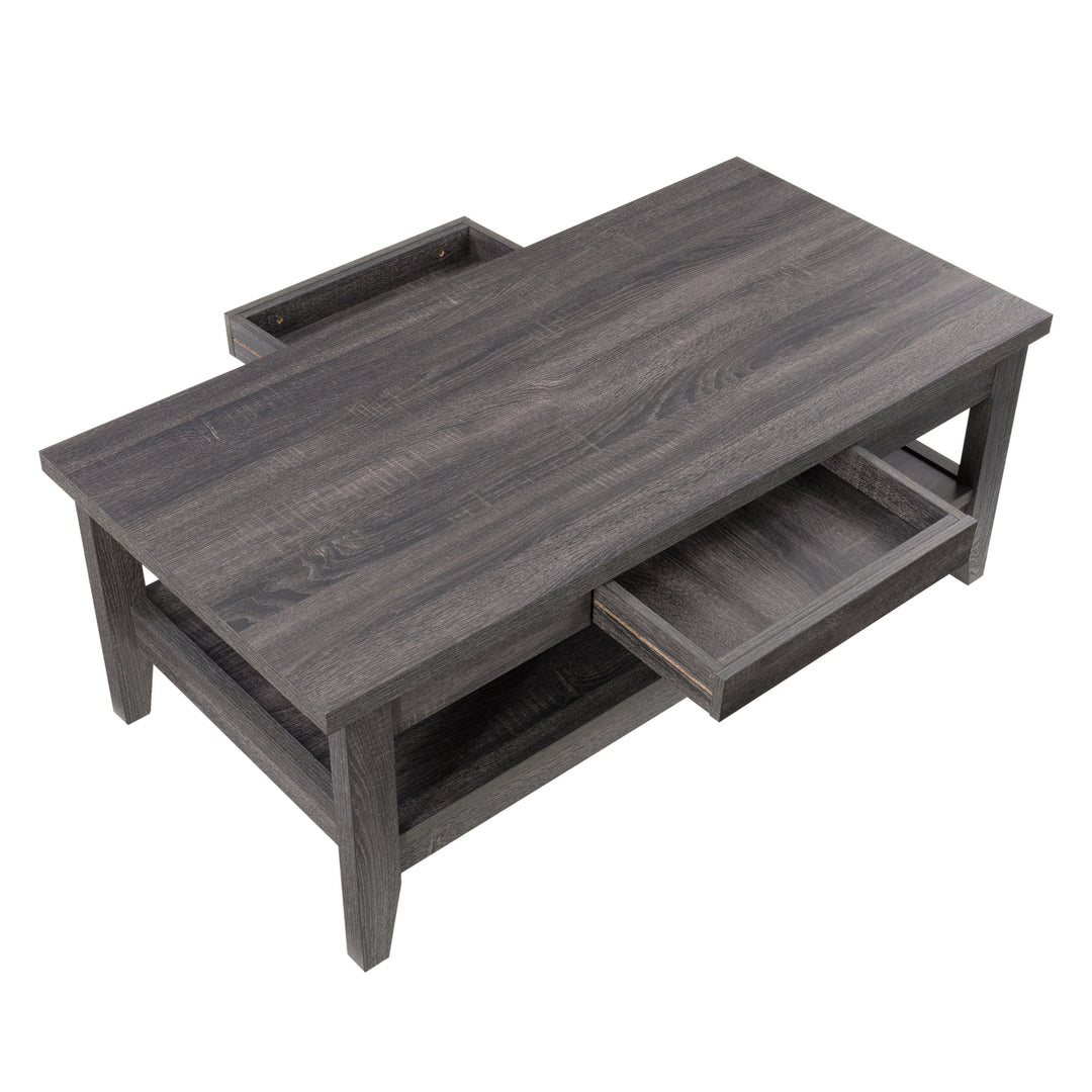 CorLiving Hollywood Dark Grey Coffee Table with Drawers Image 8