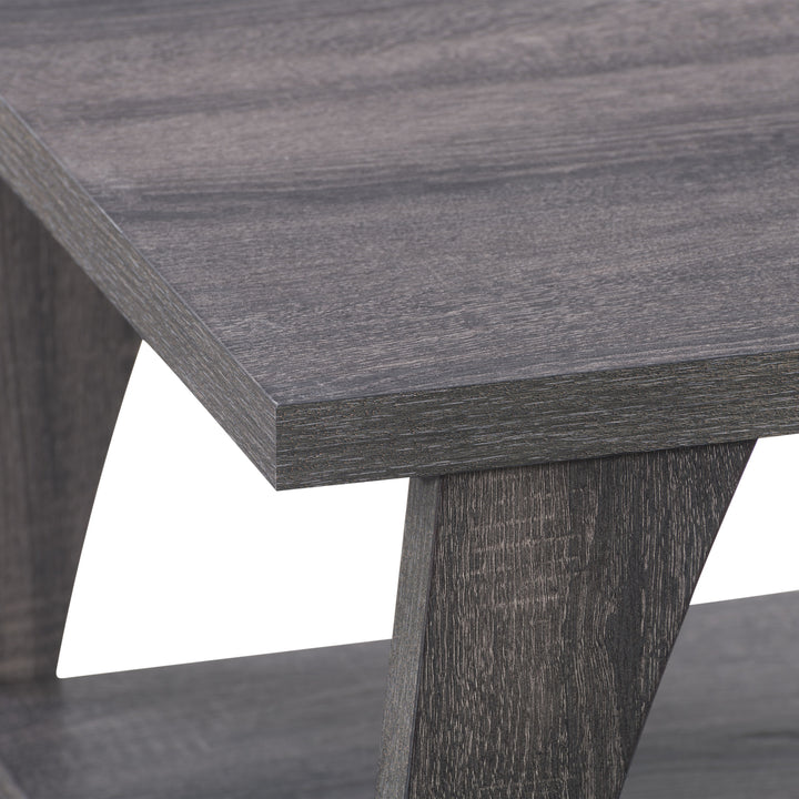 CorLiving Hollywood Dark Grey Side Table with Lower Shelf Image 7