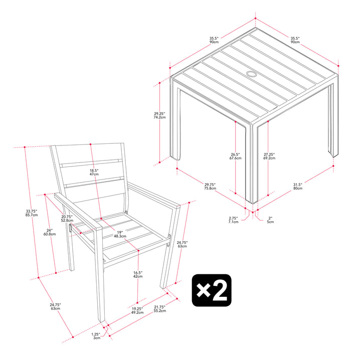 CorLiving Gallant Outdoor Dining Set, 3pc Image 5