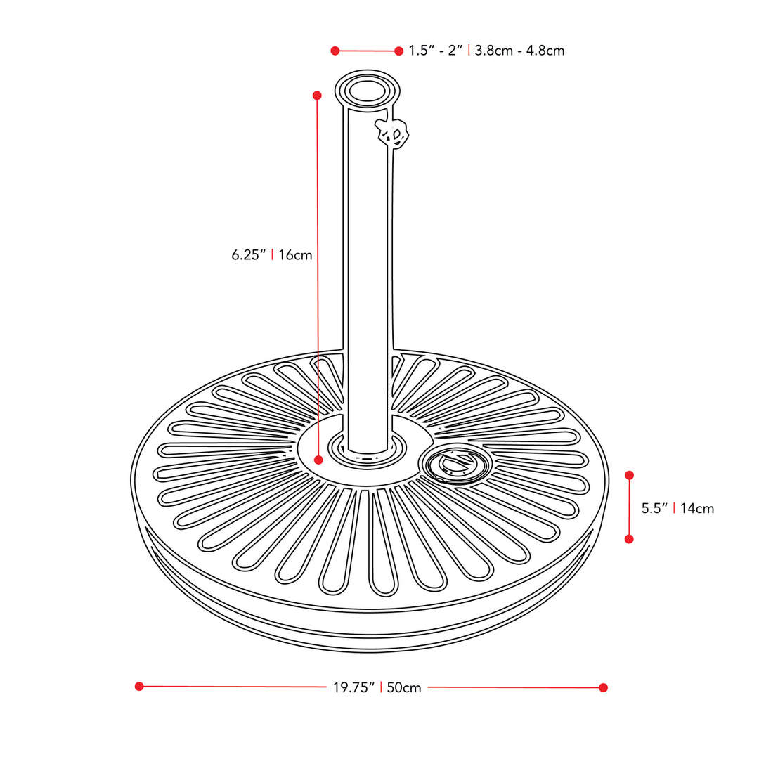 CorLiving Round Umbrella Base with Steel-Lined Attachment Piece Image 4