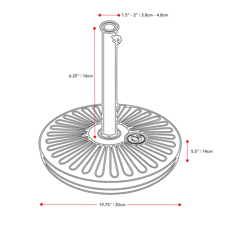 CorLiving Round Umbrella Base with Steel-Lined Attachment Piece Image 4