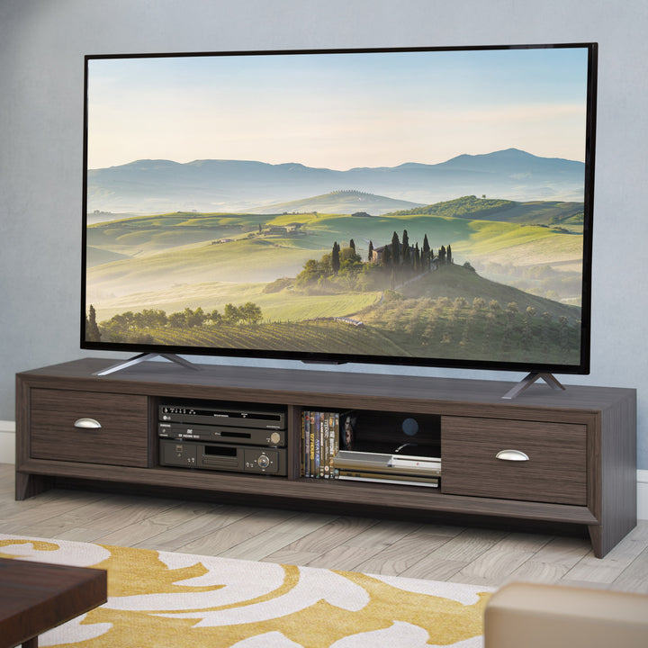 CorLiving Lakewood Extra Wide Brown TV Stand, for TVs up to 85" Image 5