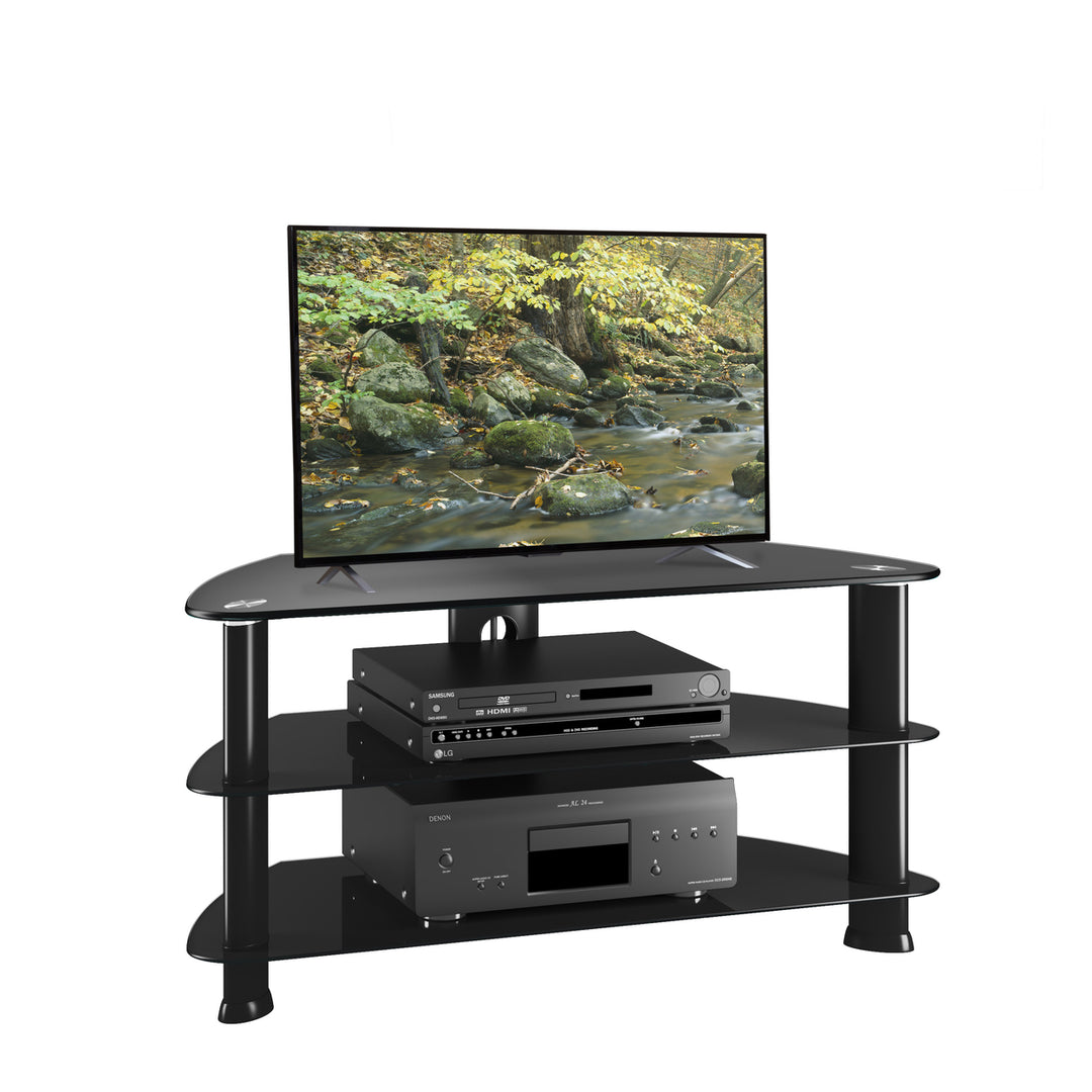 CorLiving Satin Black Glass TV Stand, for TVs up to 48" Image 1