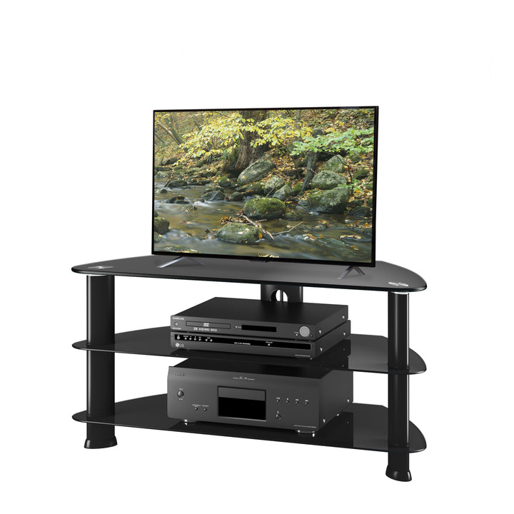 CorLiving Satin Black Glass TV Stand, for TVs up to 48" Image 2