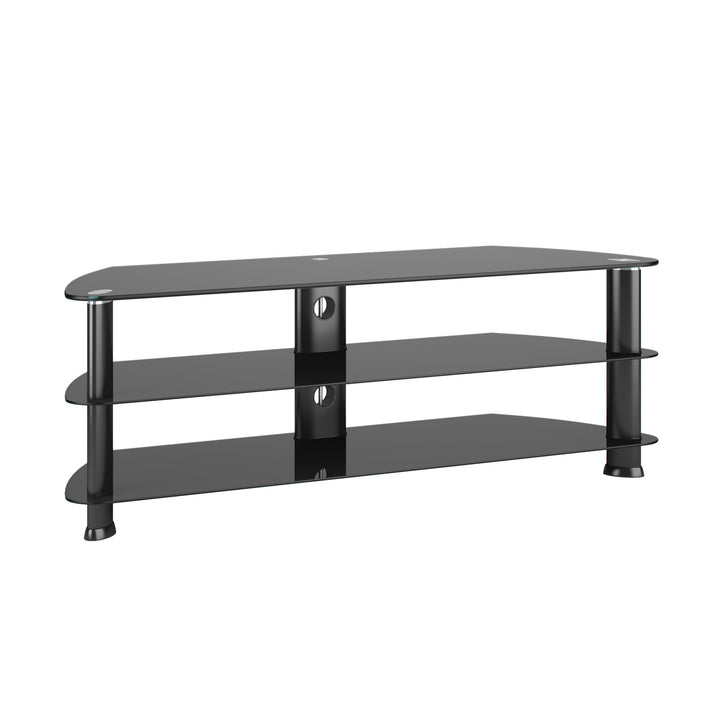 CorLiving Laguna Black Glass Corner TV Stand, for TVs up to 65" Image 1