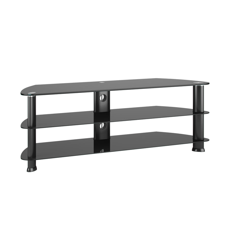 CorLiving Laguna Black Glass Corner TV Stand, for TVs up to 65" Image 1